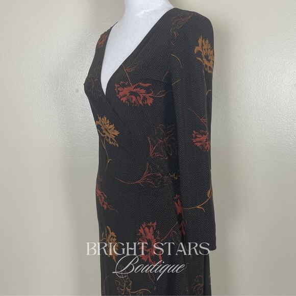 Rare Wrap Dress Alt ASO Lorelai Gilmore Girls Vintage Long Sleeve Brown Floral - Picture 11 of 11